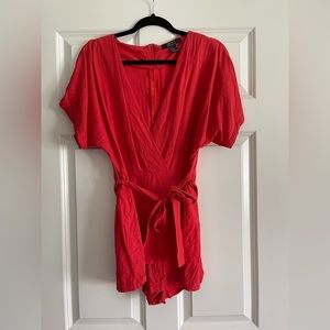 Red Short Sleeve Romper